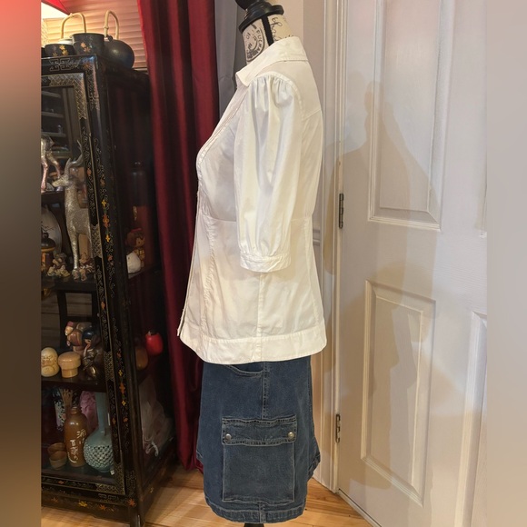 Y2K Guess Button Down Pleated Puffy Sleeves Stretch Blouse - Picture 6 of 10